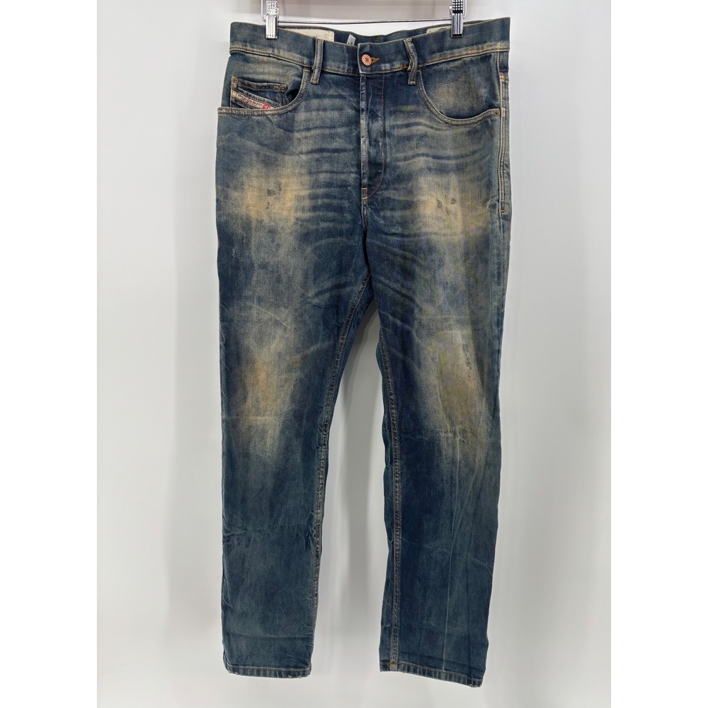 Diesel D-Eetar Tapered Jeans Men's 32x32 Blue Distressed Stretch Made in Italy